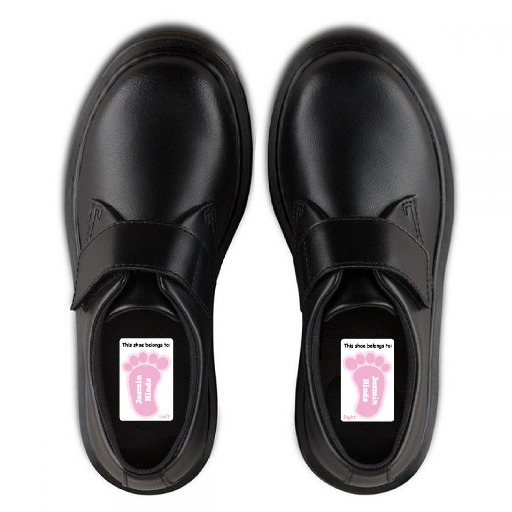 5 Pairs of Personalised Iron-on Name Shoe Labels - Pink