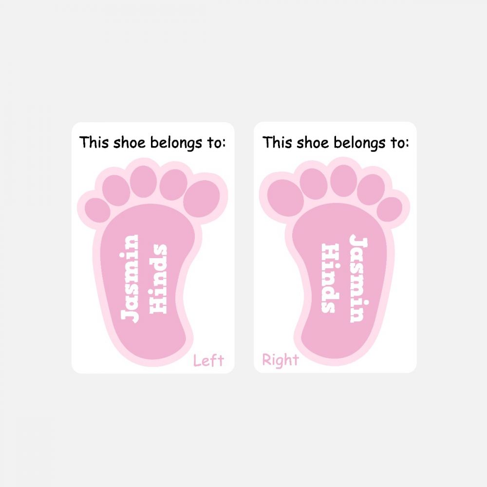 5 Pairs of Personalised Iron-on Name Shoe Labels - Pink