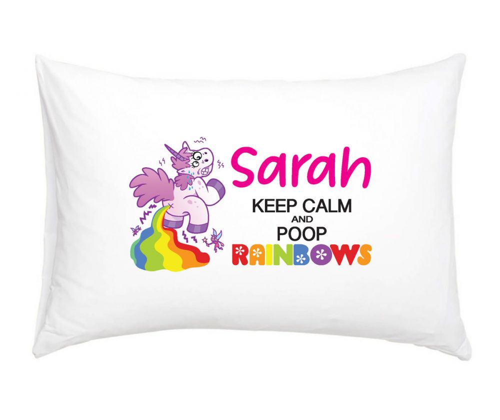 Poop Rainbows - Unicorn Personalised Pillow Case