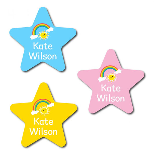 30 Star Rainbow Name Labels