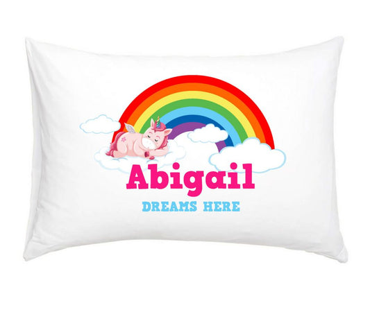 Rainbow Clouds MYC01 - Unicorn Personalised Pillow Case
