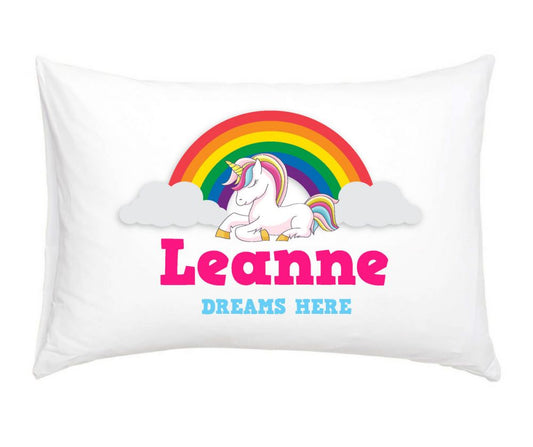 Rainbow Unicorn Personalised Pillow Case