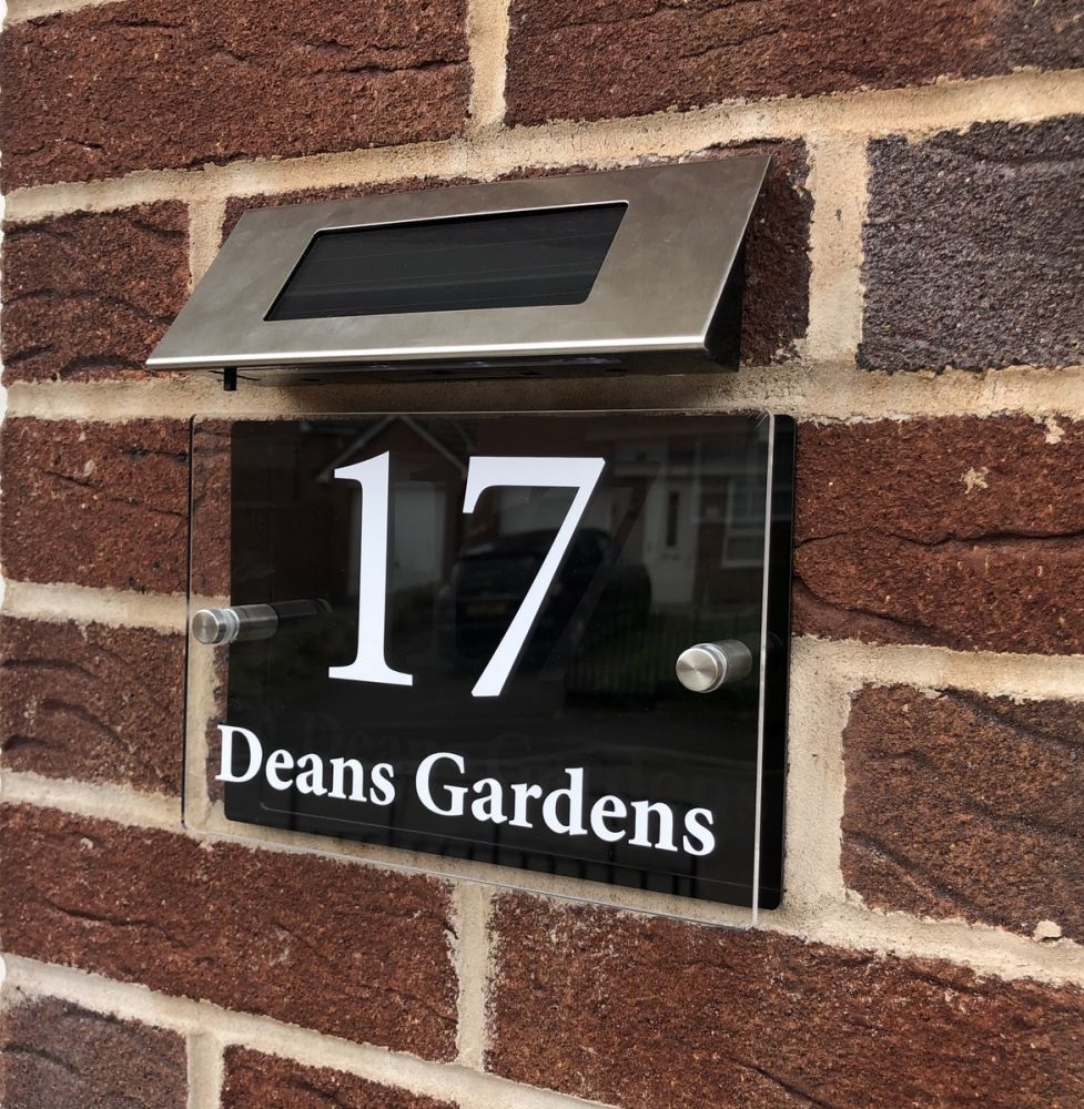 Personalised Acrylic Rectangle Door Sign with Solar Light