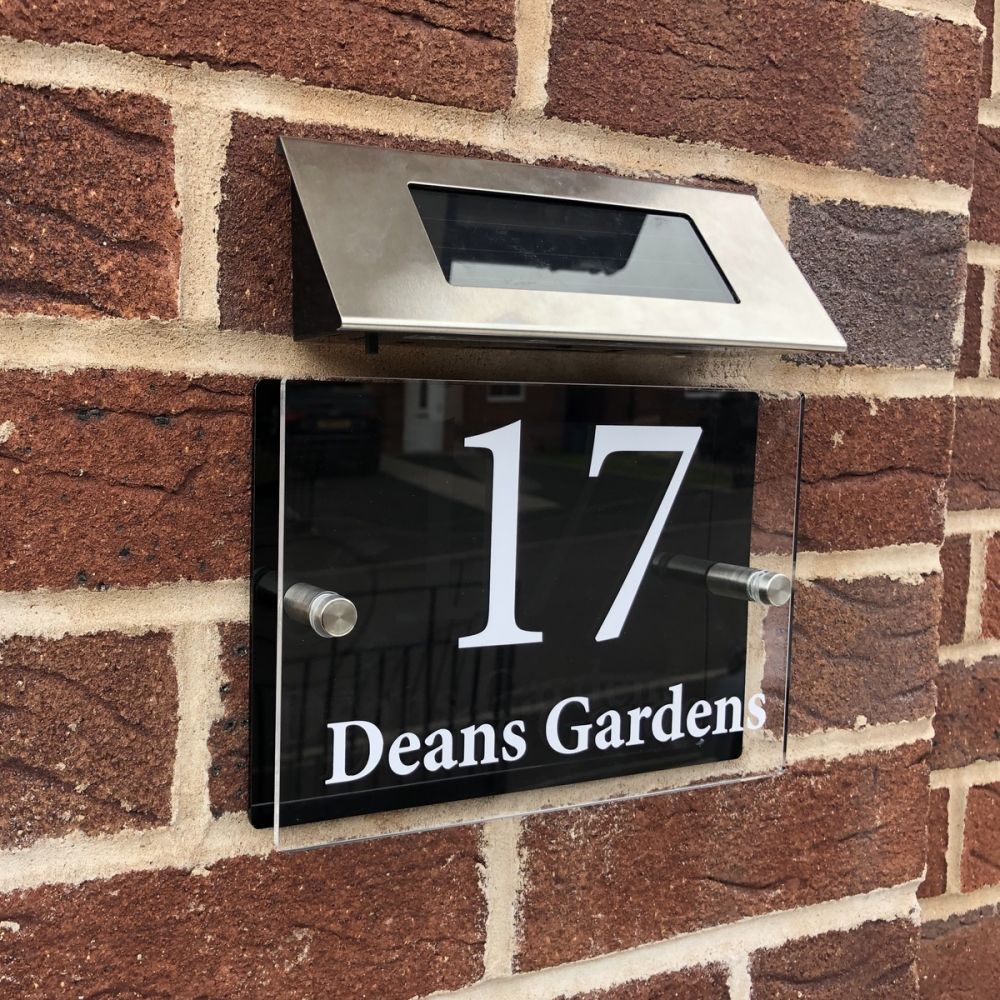 Personalised Acrylic Rectangle Door Sign with Solar Light