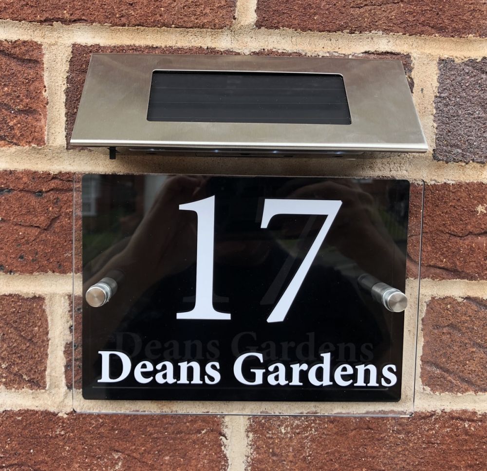 Personalised Acrylic Rectangle Door Sign with Solar Light