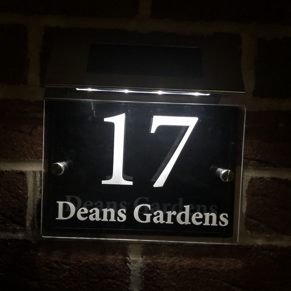 Personalised Acrylic Rectangle Door Sign with Solar Light