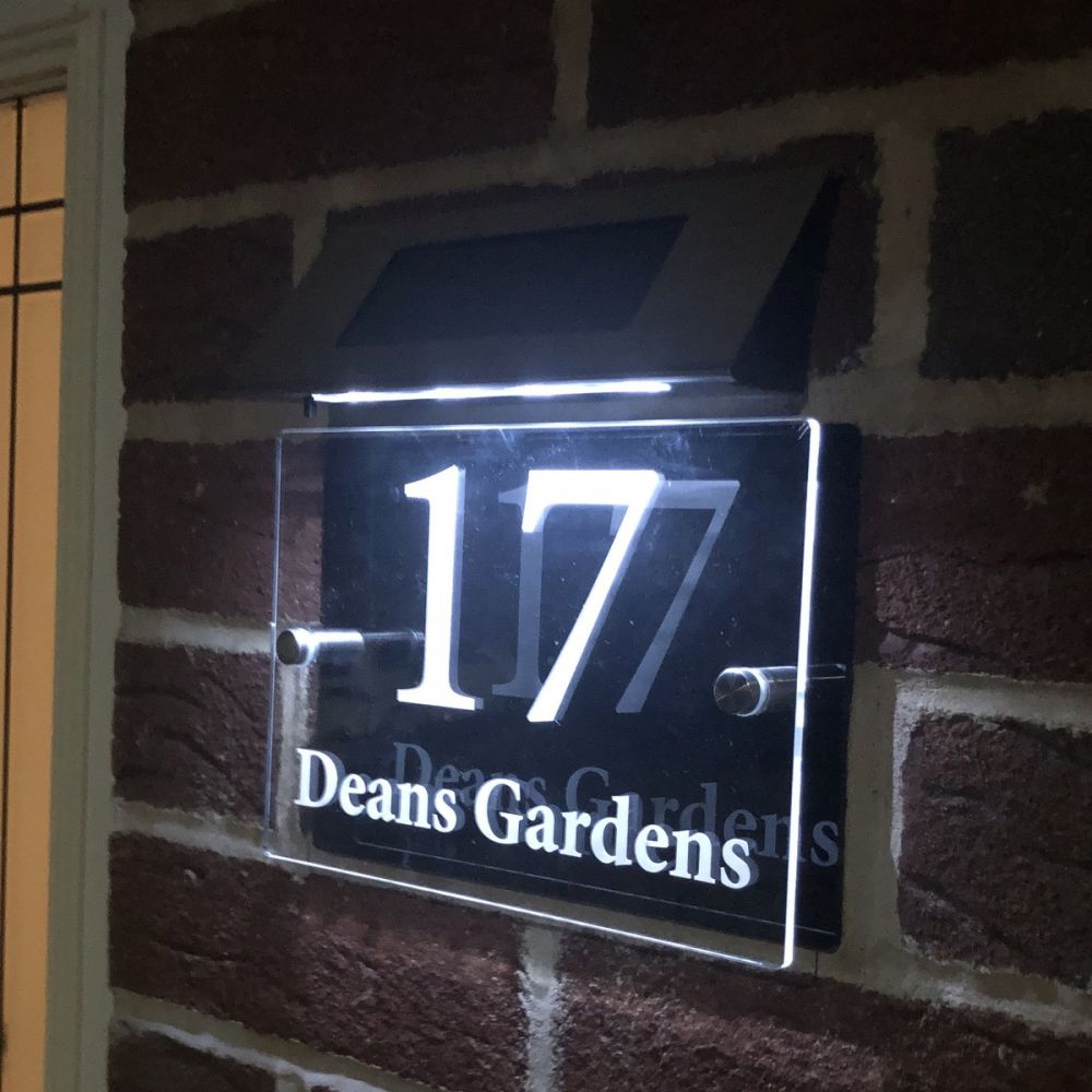 Personalised Acrylic Rectangle Door Sign with Solar Light