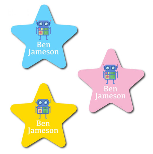 30 Star Robot Name Labels