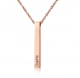 Personalised Name 3D Bar Necklace - Rose Gold Coloured