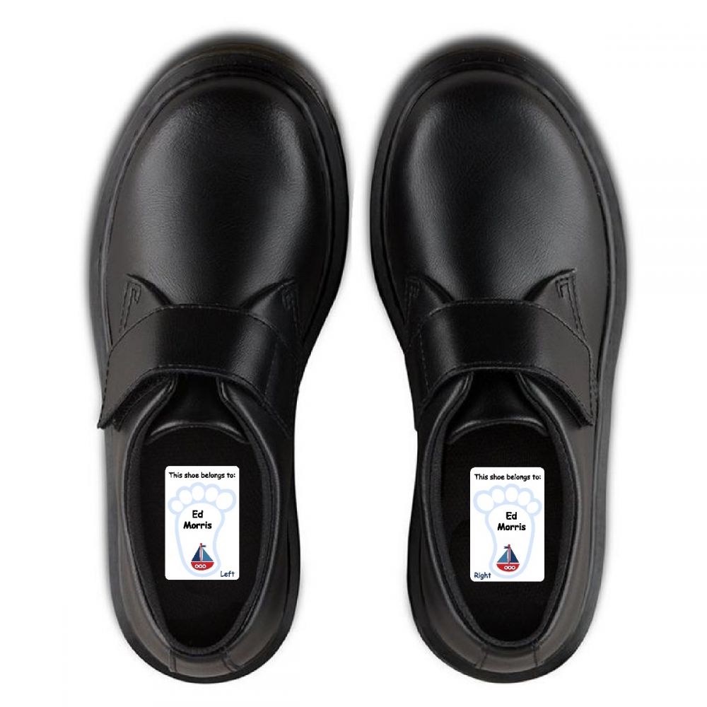 5 Pairs of Personalised Iron-on Name Shoe Labels - Boat