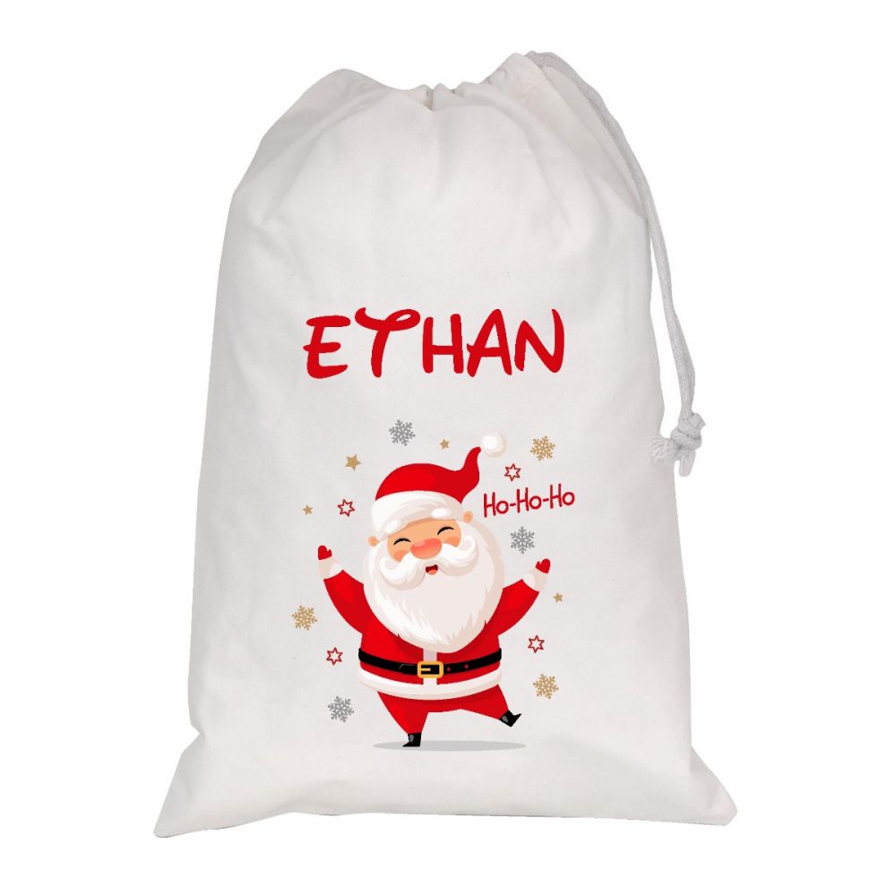 Personalised White Christmas Sacks - Santa Claus