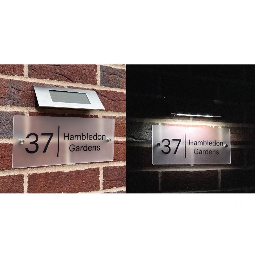 Personalised Premium Rectangular Frosted Effect Door Sign with Solar Light - SPL33#