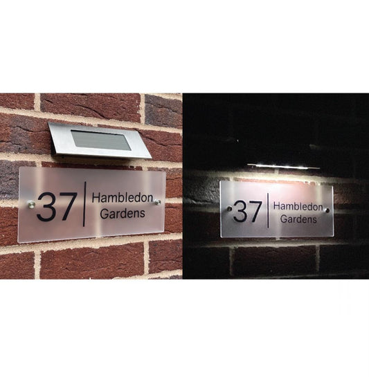 Personalised Premium Rectangular Frosted Effect Door Sign with Solar Light - SPL33#