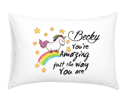 You're Amazing - Unicorn Personalised Pillow Case